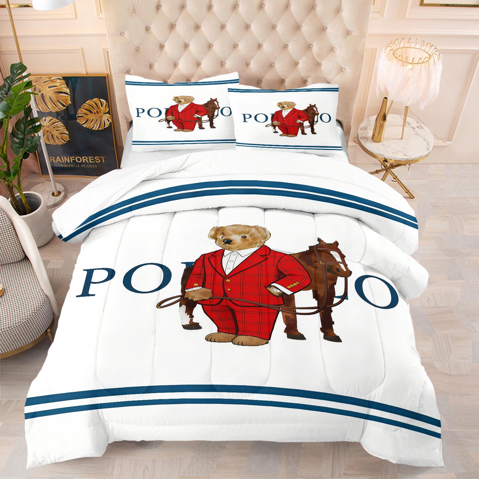 Bear Pattern Comforter Set Quilt, Soft And Durable Bedding Set, Includes 1 Comforter And 1 Or 2 Pillowcases, Daily Holiday Birthday Gift Bedroom Decoration For Children And Adults