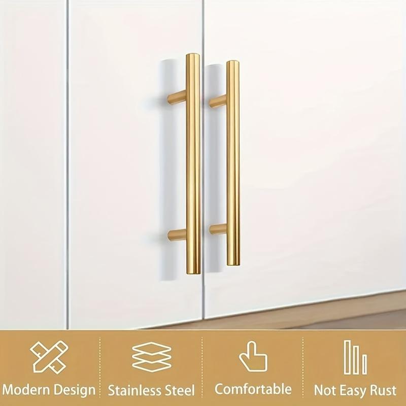 8pcs Gold Stainless Steel Durable Handles - Length 150mm, Suitable for Cabinets, Drawers, Cabinet Doors, Screws Included. Exquisite Christmalloween Gift