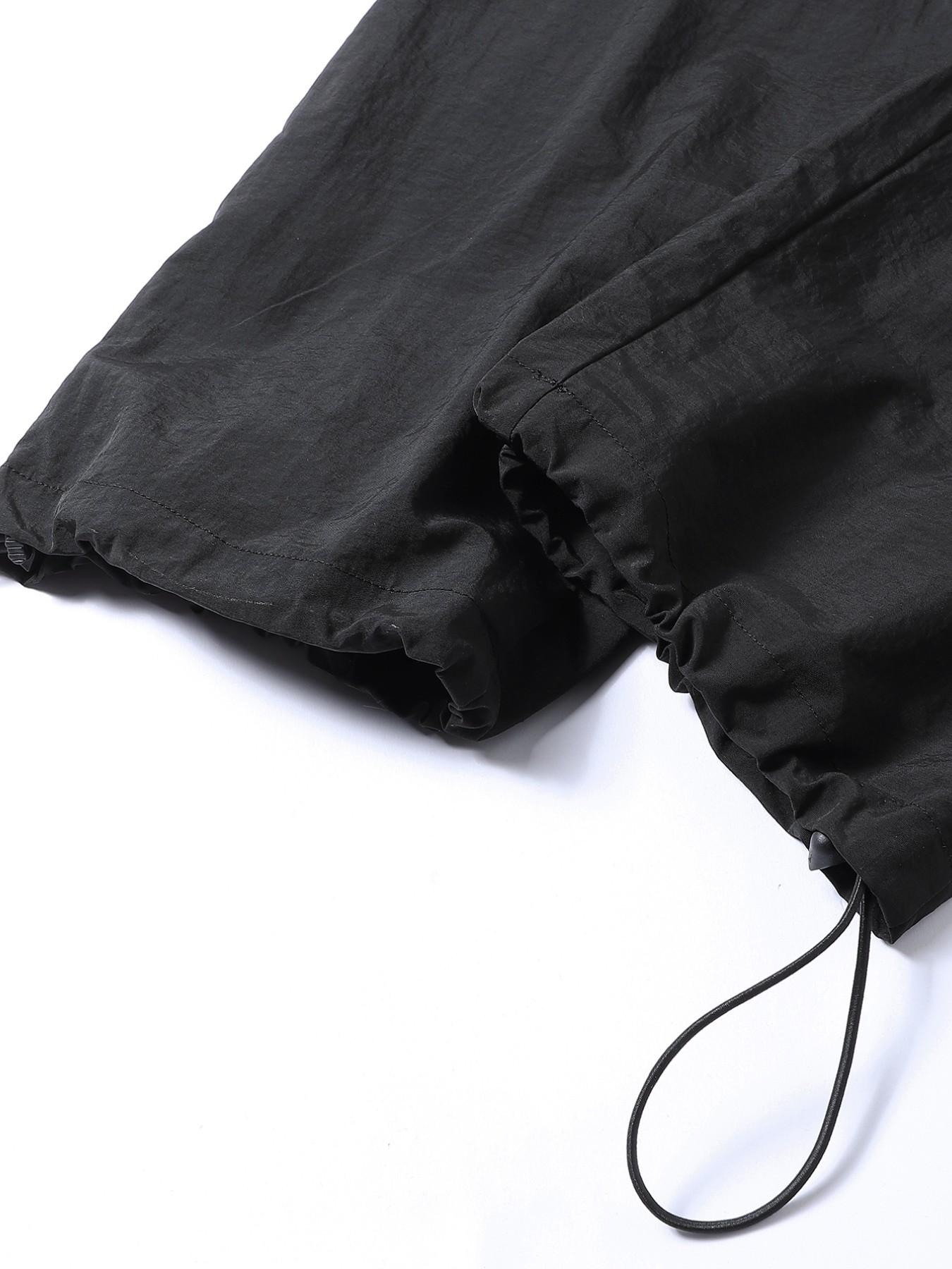 Men's Fashion Print Casual Outdoor Pants, Loose Fit Gym Shorts, Waist Drawstring, Elastic Cuff Design, Nylon Fabric, Lightweight Comfort, Casual Sporty Trousers, Outdoor Sports Pants