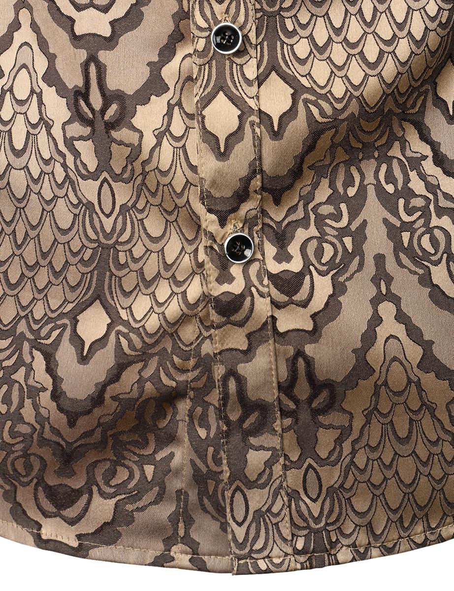 ZEROYAA Men's Hipster Slim Fit Lightweight Long Sleeve Gothic Jacquard Button Up Dress Shirts for Party Prom