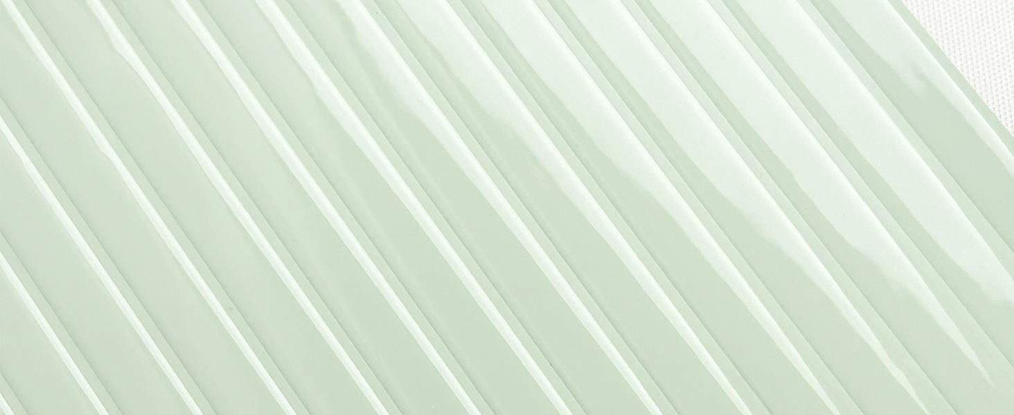 Backsplash Tile Peel and Stick, Self-Adhesive Sage Green Decorative Wall Tiles for Kitchen, Modern Glossy Slatted Design Backsplash Tiles for Kitchen, Bathroom, RVs (11.43x9 inch)