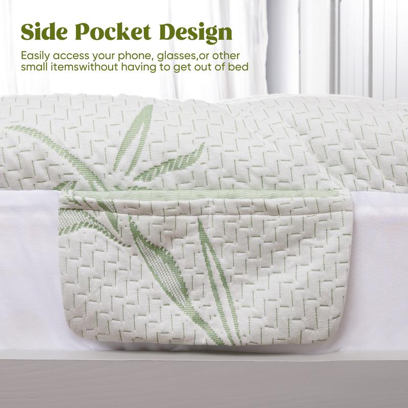 Bamboo Extra Thick Mattress Topper Waterproof Mattress Protector- 1000 GSM Quilted Fitted Extra, Cooling Breathable Pillow Mattress Pad - Deep Pocket Topper Fits 8-21 Inches