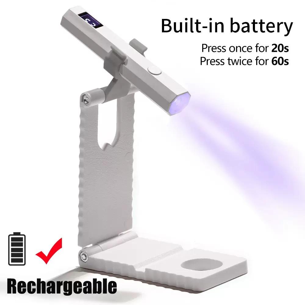 Portable handheld rechargeable LED nail lamp, with base to free hands, fast drying nail curing lamp, 2-speed adjustable, compact travel nail tool, suitable for phototherapy glue and rhinestone nail |, USB charging small nail lamp,