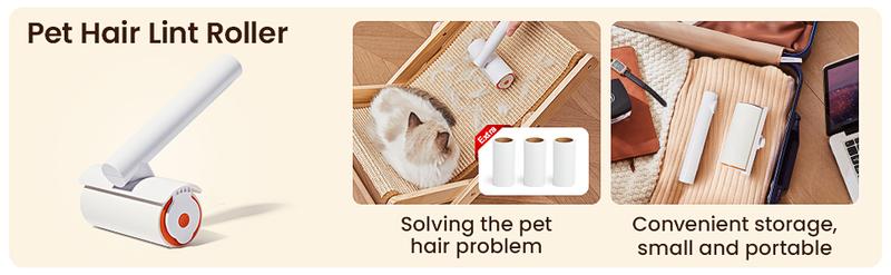 TripleWood Pet Hair Removal Tool and Lint Roller Value Set, Extra Sticky Lint Remover and Reusable Dog and Cat Hair Remover Set for Pet Hair Removal on Furniture, Couch, Carpet, Clothing, Bright White