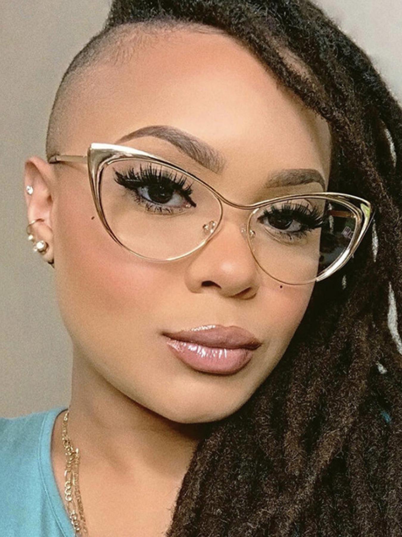 Women's Cat Eye Anti-Blue Light Glasses, Metal Frame Spring Hinges, Transparent Lenses for Computer Reading Gaming TV Phone Use, Lightweight Durable Glasses