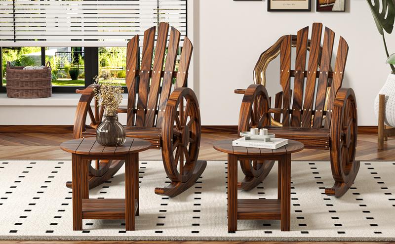 AHB Outdoor Wood Rocking Chair, Patio Decor Yard Glider Rocking Chairs with Slatted Design, Adirondack Rocking Chair for Porch Lawn Garden Balcony Poolside, Brown AHB Outdoor Wood Rocking Chair, Patio Decor Yard Glider Rocking Chairs with Slatted Design, Adirondack Rocking Chair for Porch Lawn Garden Balcony Poolside, Brown