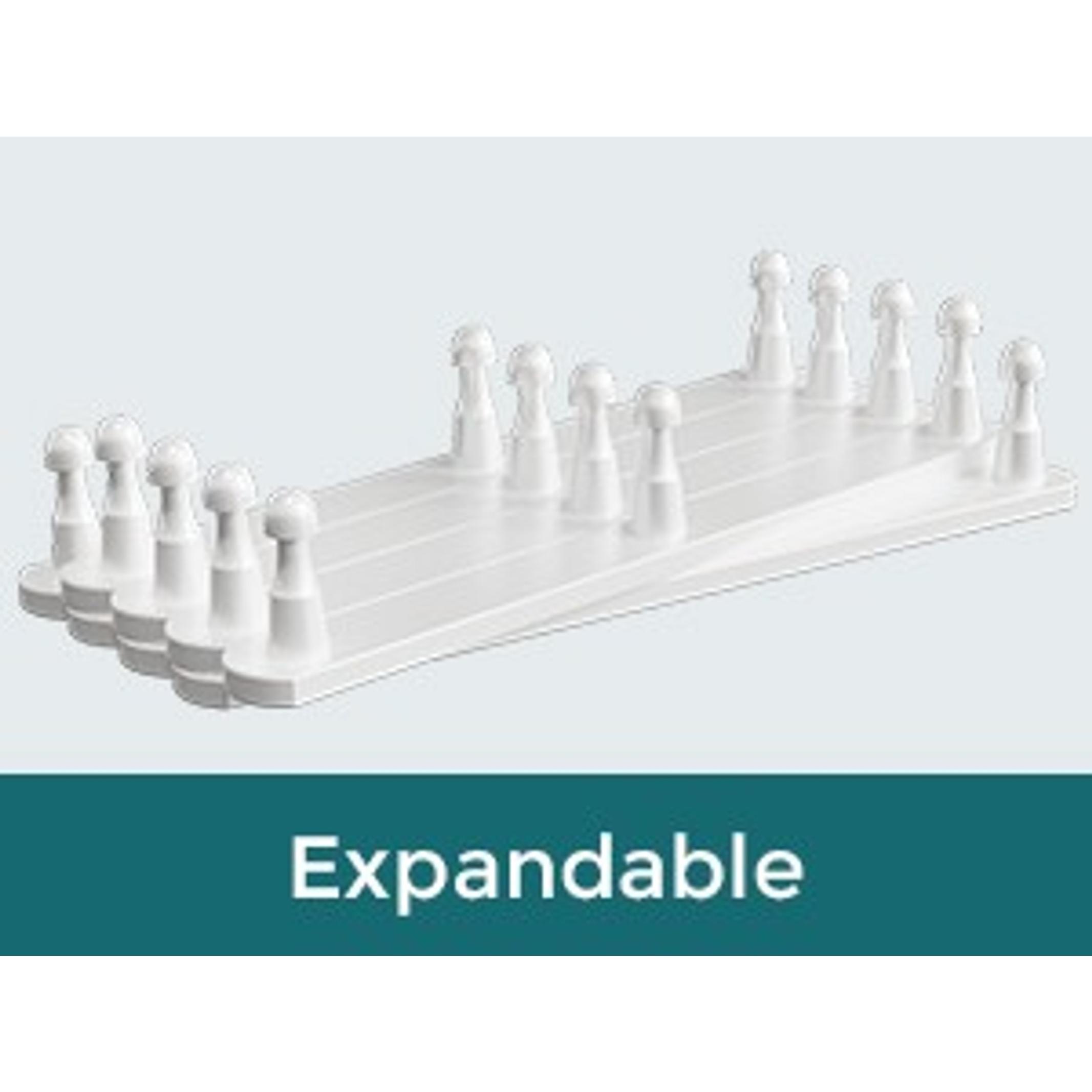 Wood Accordion Wall Hanger, Expandable Coat Rack Wall Mount with 14 Pegs, Expanding Hat Rack for Wall White