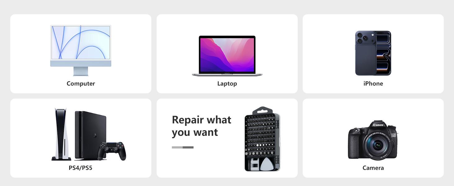 122 in 1 Precision Computer Screwdriver Kit, Laptop Screwdriver Sets with 101 Magnetic Drill Bits, Computer Accessories, Electronics Tool Kit Compatible for Tablet, PC, iPhone, PS4 Repair Replaceable Screwdriver Bits