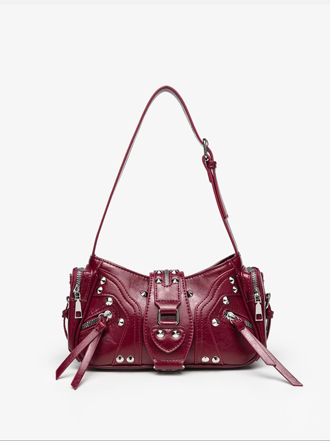 New Retro Y2K Sweet Cool Style Underarm Bag for Women, High-End Studded Motorcycle Commuter Shoulder Handbag, Versatile Single Strap Crossbody, Vintage Shoulder Bag, Fashion Crossbody Bags