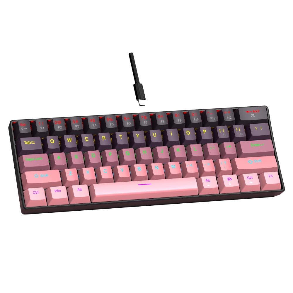 61 Key USB Wired Mechanical Gaming Keyboard Apayado K61, Compact Design, Full Keys Hot Swappable , Blue/Red Switches, E-Sports Office Use, Compact Design