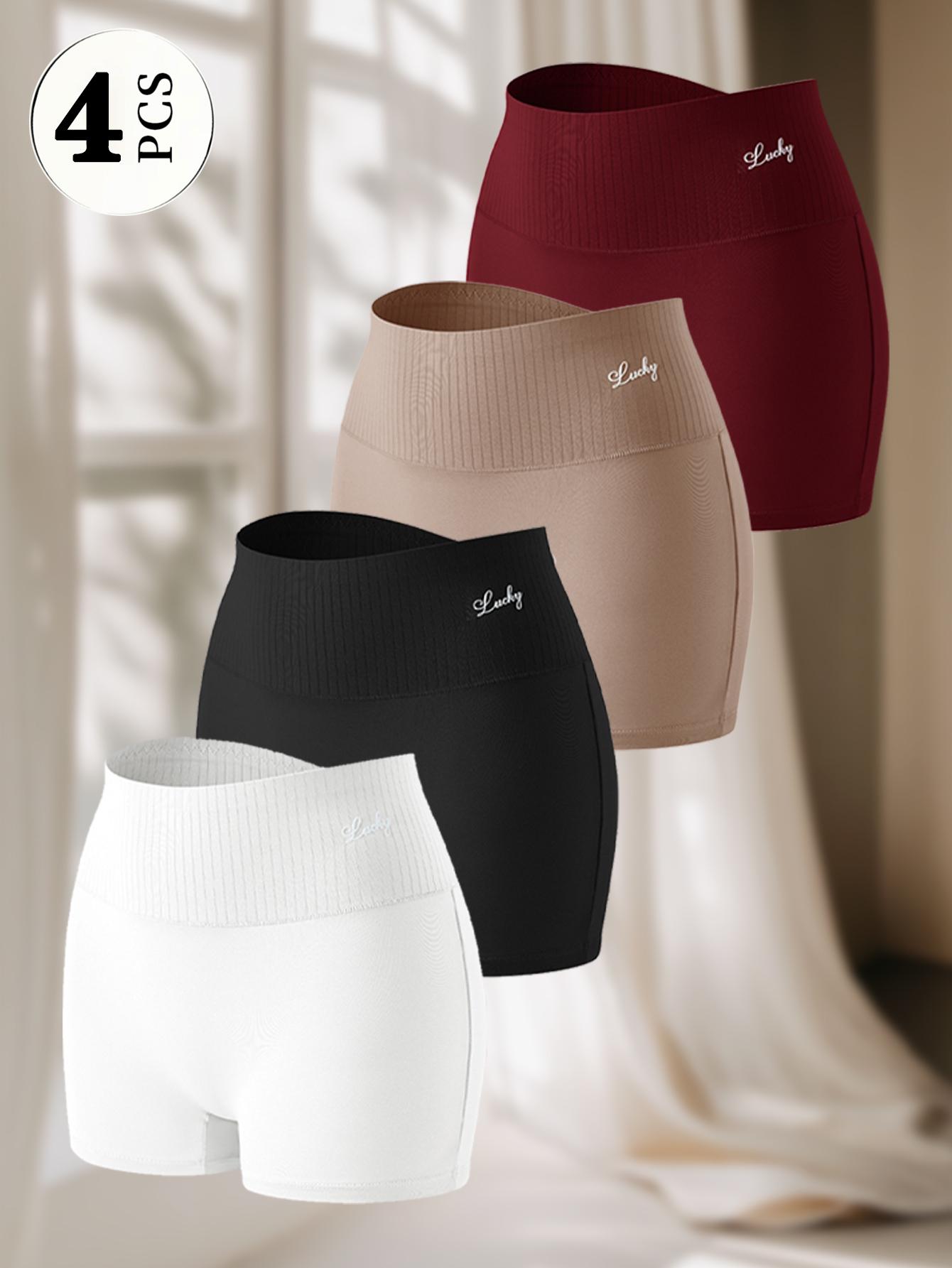 QUASTI 4/5 Pack Ribbed Waist Spliced Safety Shorts, High Waist Anti-Chafing Slip Shorts Under Dresses Women Daily Layering Shorts S-4XL Fit Minimalist