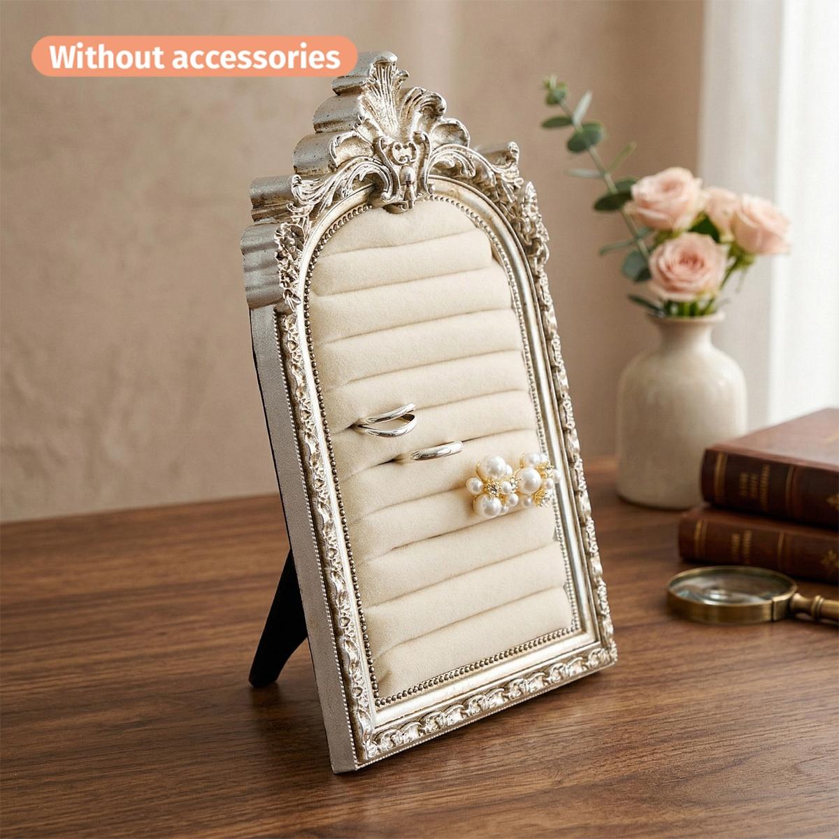 Vintage Silver Color European Style Decorative Jewelry Display Stand, Resin Material, Home Bathroom Decoration, Jewelry Organizer