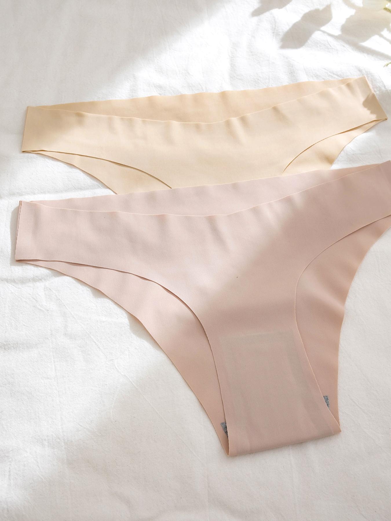 Women's  Solid Color Drop Waist Panty, Casual Comfy Seamless Knicker for Daily Wear, Ladies Underwear for All Seasons