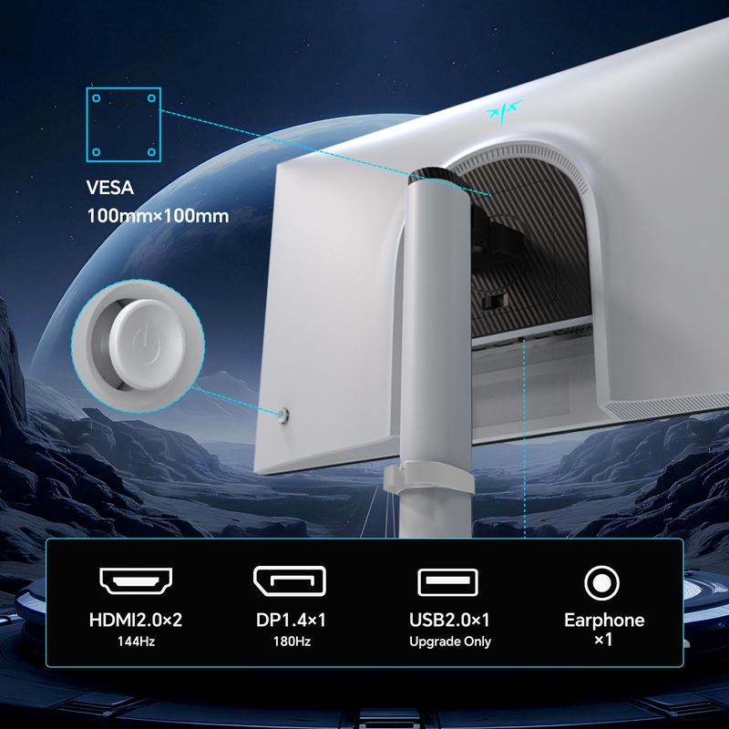 KTC Mini LED 27" 180Hz 2K HDR1400 Gaming Monitor, 1440P Monitor 2K, HDR1400, 180Hz, Adaptive Sync, 148% sRGB, HDMI 2.0 x 2, DisplayPort 1.4 x 1, Monitors Gamer with Height Angles Adjustable, M27T6