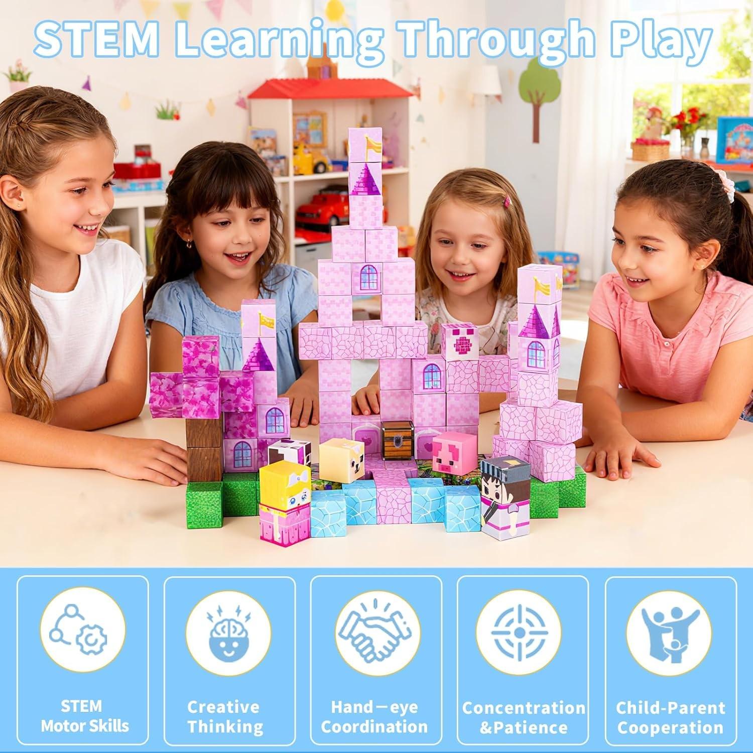 Magnetic Block Puzzle Set, Buildable Magnetic Toy for Kids, Mini Magnetic Building Blocks, Educational Playset