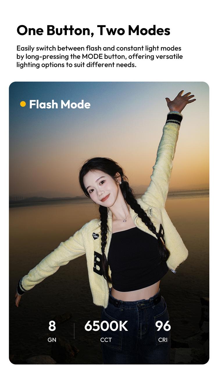 Ulanzi SL01/SL02/SL03 Mini Camera Flash Light SpeedLite GN8 6500K for Canon Sony ZV-1 Nikon Fuji Camera DSLR Vlog Live Outdoor Photography