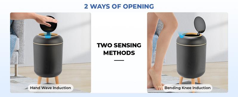 Pukomc Touchless auto-sensor trash bin – sleek waterproof design, space-saving & hygienic. Eco-friendly for home or office.