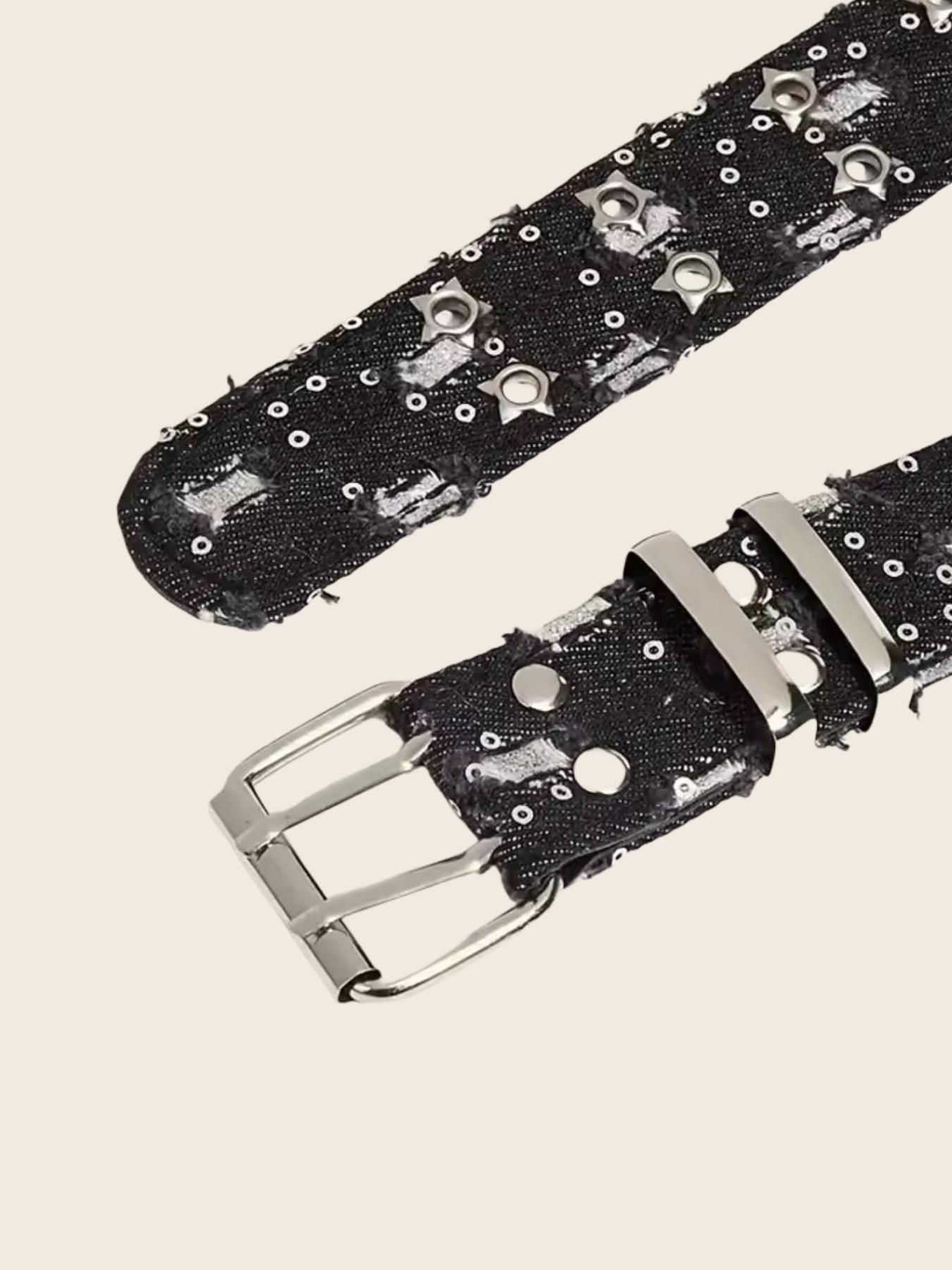 New Fashion Street Waist Belt, Blue Punk Accessory, Blue Denim Belt, Hip Hop Y2K Heart Buckle Belt, Unisex Design, Street Style Belt