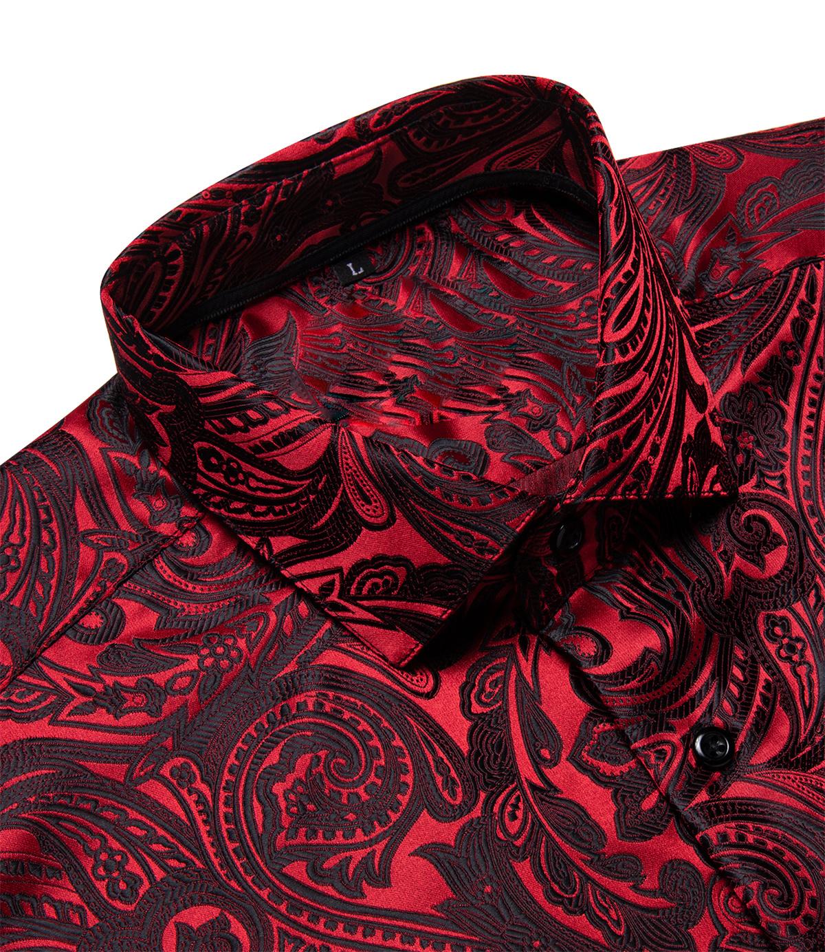 AILISUS Plus Size Men's Paisley Floral Dark Red Long Sleeve Dress Shirt Luxury Formal Casual Breathable Winkle Free Jacquard Button Down Shirts Men Shirts For Wedding Party Form Menswear Tropical SpringStatements AILISUS Plus Size Men's Paisley Floral Dark Red Long Sleeve Dress Shirt Luxury Formal Casual Breathable Winkle Free Jacquard Button Down Shirts Men Shirts For Wedding Party Form Menswear Tropical SpringStatements
