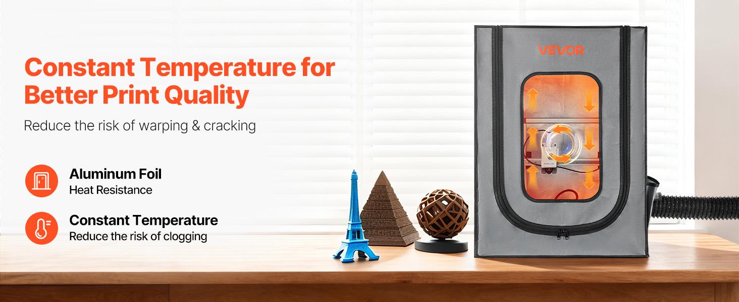 VEVOR 3D Printer Enclosure with Ventilation, Dustproof Waterproof Oxford Cloth Resin 3D Printer Tent, Constant Temperature Protective Case with LED, Compatible with Photon Mono/Mars 3, FDM/LCD Printer