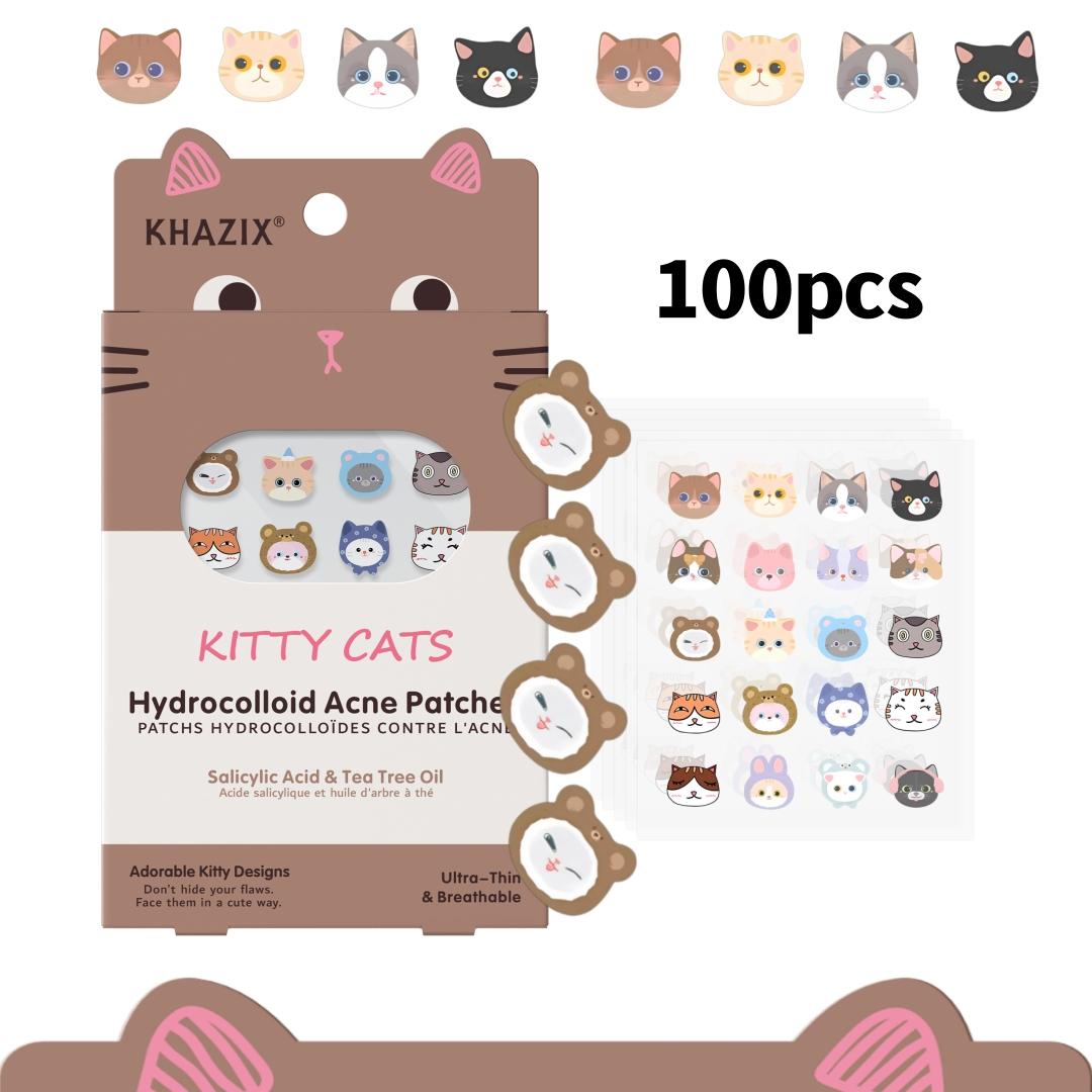 40pcs Cartoon Cat Acne Patches, Cute Cartoon Face Concealer Stickers, Cover Blemishes, Invisible Flaws, Suitable for All Skin Types