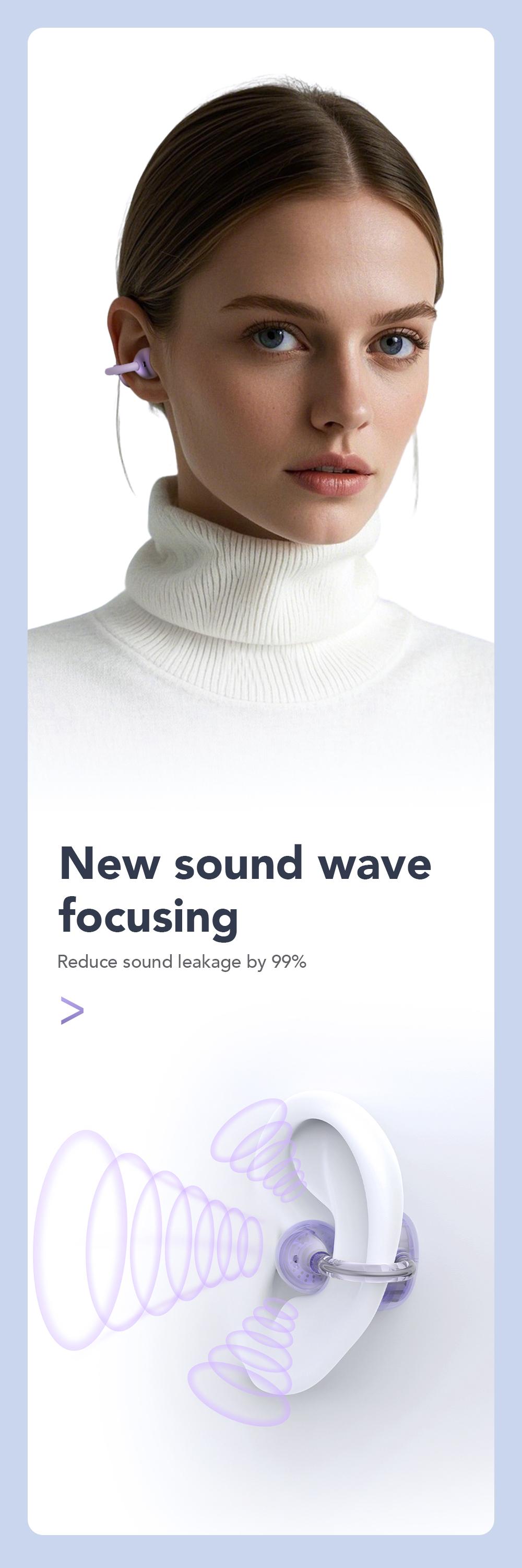 MINISO MS199 Translation Clip On Ear Headphones Full Color Touch Screen, Audio Wireless Headphones Support 135 Languages Real Time Bluetooth Translation Built-in Microphone for Music & Phone Calls,Sport Waterproof & Sweatproof