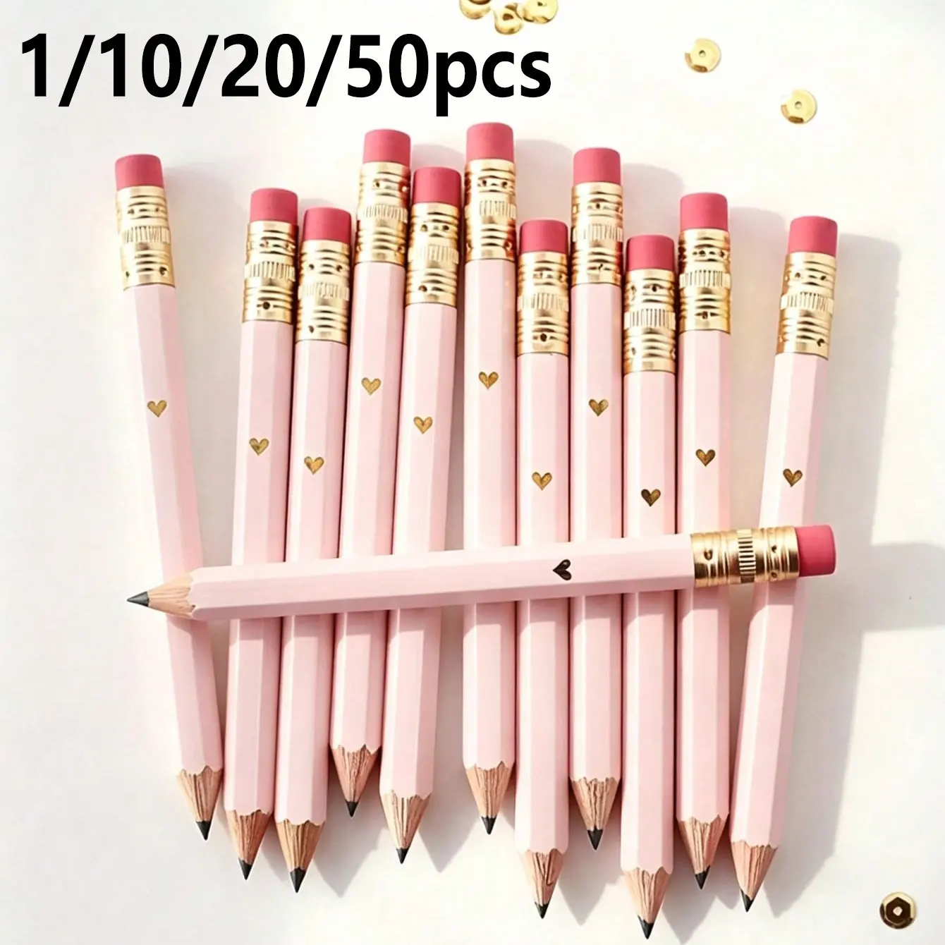 Cute Mini Pencil Set 1/10/20/50 Pieces, 4-Inch Hb Hexagonal Short Pencils with Eraser, Ideal for Students, Office, Gifts, Collectibles