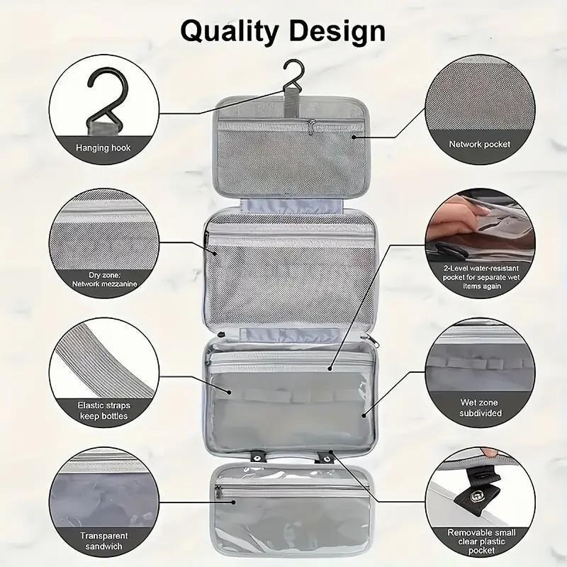 Waterproof Foldable Toiletry Bag, 1-Count Multifunctional Travel Cosmetic Organizer, Large-Capacity Portable Hanging Toiletry Bag for Business Trips, Vacations, Gym and Camping, Multifunctional Toiletry Bag