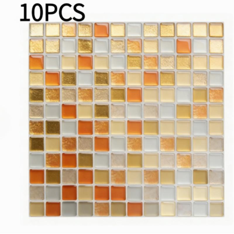 Crystal Resin 3D Mosaic Tiles Self-Adhesive Wall Stickers, Heat-Resistant Peel-And-Stick Wallpaper for Living Room Kitchen Bathroom Home Decor