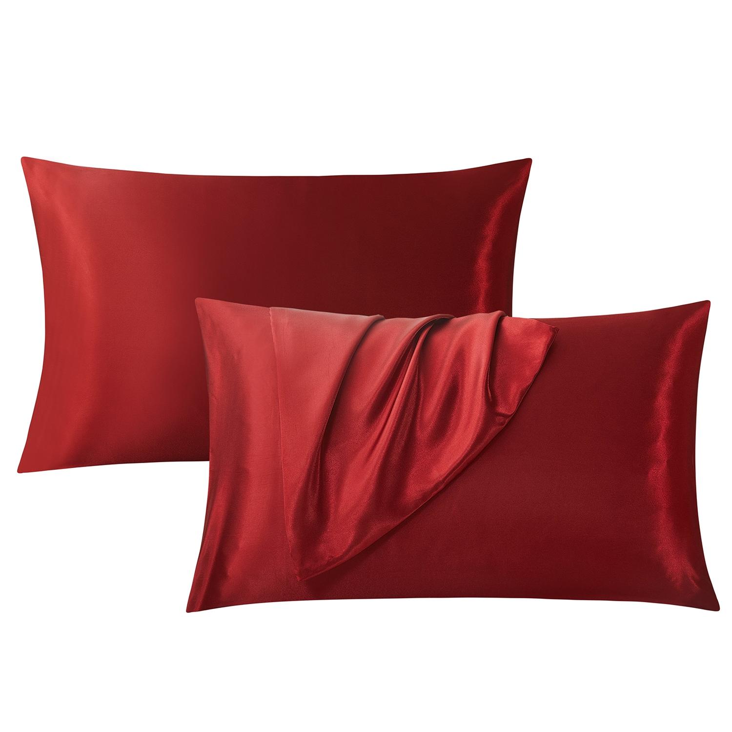 2Pcs Silk Pillowcase Gift Set, Solid Satin Smooth Texture, Skin and Hair Care Skin-friendly Cozy, Ideal for Holiday Gifting Daily Use