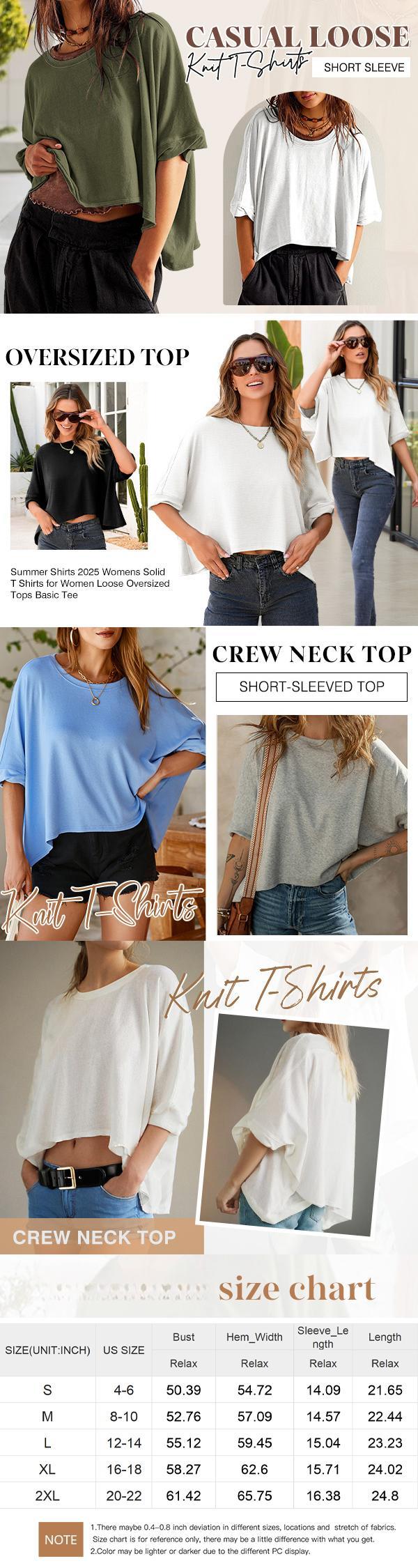 Women's Tops for Women 2026 Loose Oversized Basic Tee Comfortable Soft Fabric Flattering Fit - Womenswear
