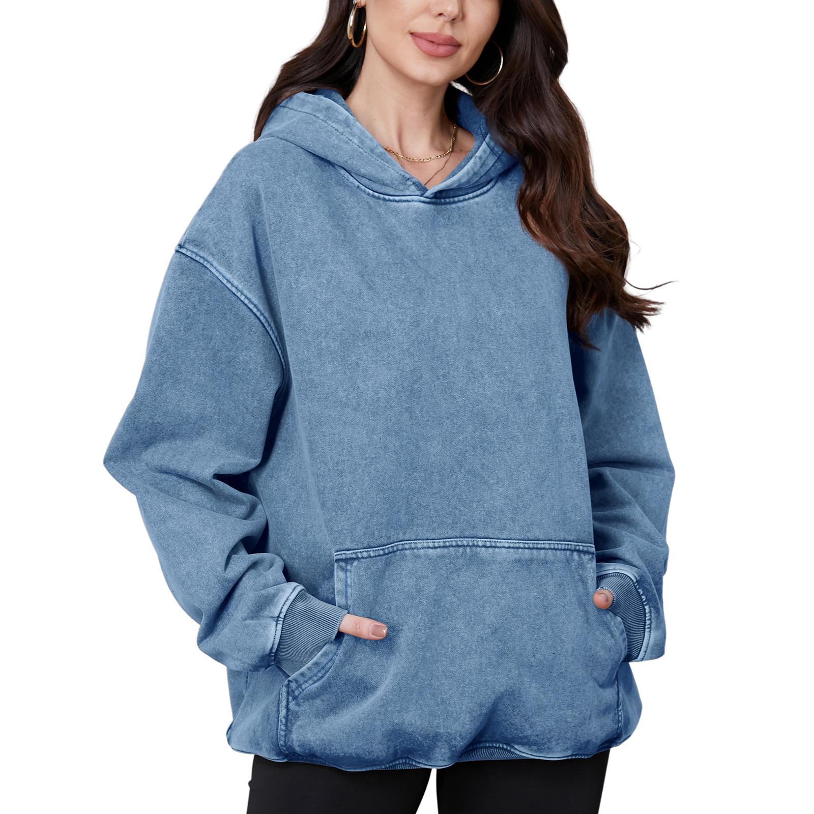 FAIABLE Women's Men's Acid Wash Oversized Vintage Heavyweight Distress Washed Fleece Hoodie, Couple Sweatshirt, 2025 Collection, US Shipping
