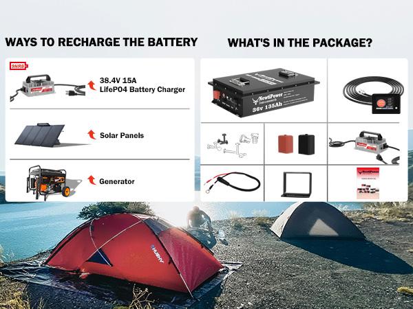 36V 135Ah Golf Cart LiFePO4 Battery with APP & Chager & Monitor, 10KW Continuous Power Lithium Battery with 200A BMS, Up to 10000+ Rechargeable Cycles, Perfect for golf cart