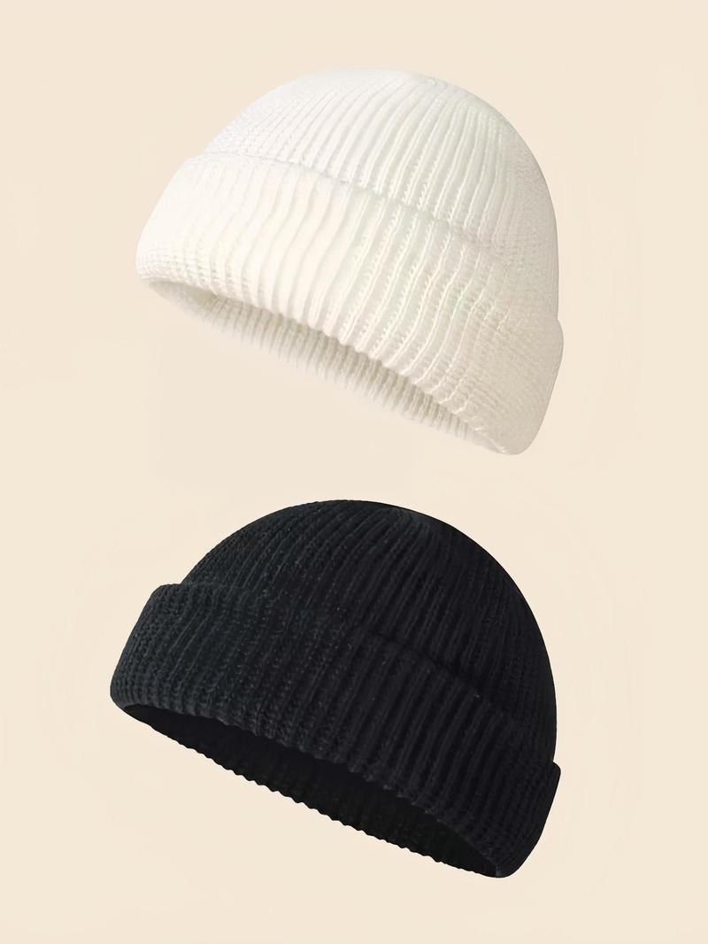 Men's Solid Color Knit Beanie Hat, Casual Street Soft Comfortable Beanie Cap for Fall & Winter, Fashion Accessories for Daily Wear, Knitted Hat