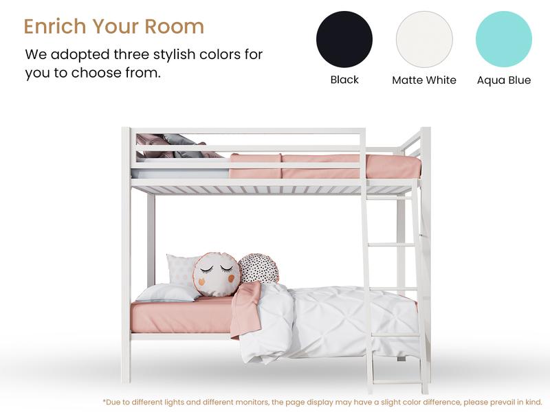 SHA CERLIN Twin Over Twin Metal Bunk Bed |【Frame Only No Mattress】Industrial Design with Inclined Stairs & Full-Length Guardrail/Space-Saving, Easy to Climb & Assemble/Perfect for Juniors#ChristmasGifts#TikTokShopBlackFriday