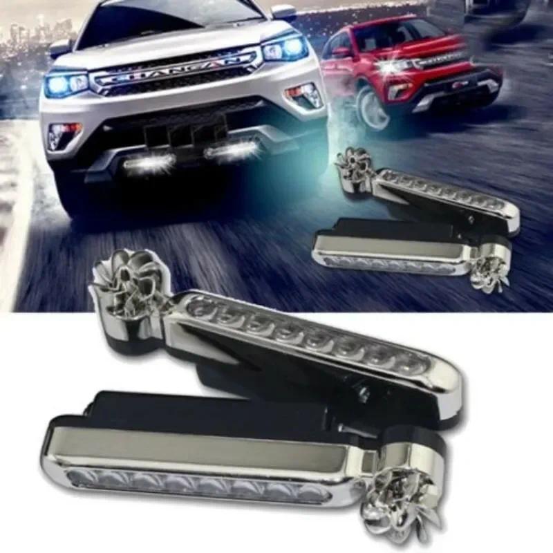 2pcs Wind powered daytime running lights, car grille warning, flashing wind powered LED decorative lights without wiring parts for Chevrolet, Ford, Toyota, Jeep, Honda and other cars