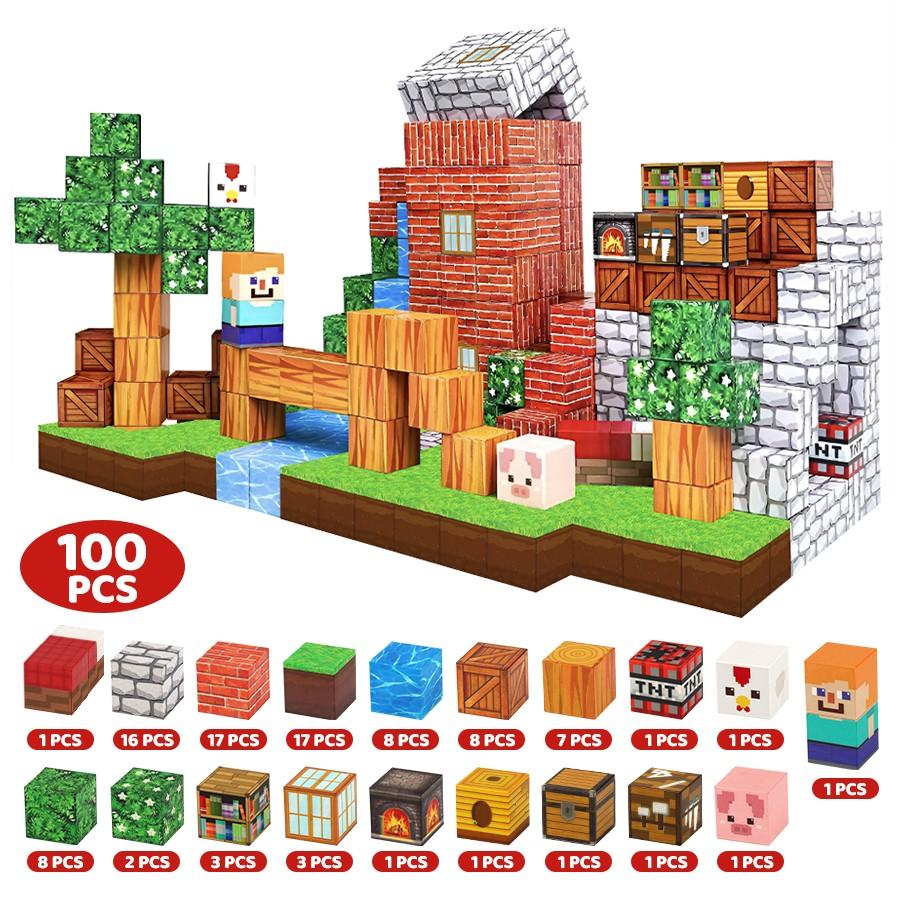 100/200pcs Magnetic Building Blocks Set, Stem Educational Toy for Kids, Creative Playset for Ages 3+, Random Colors