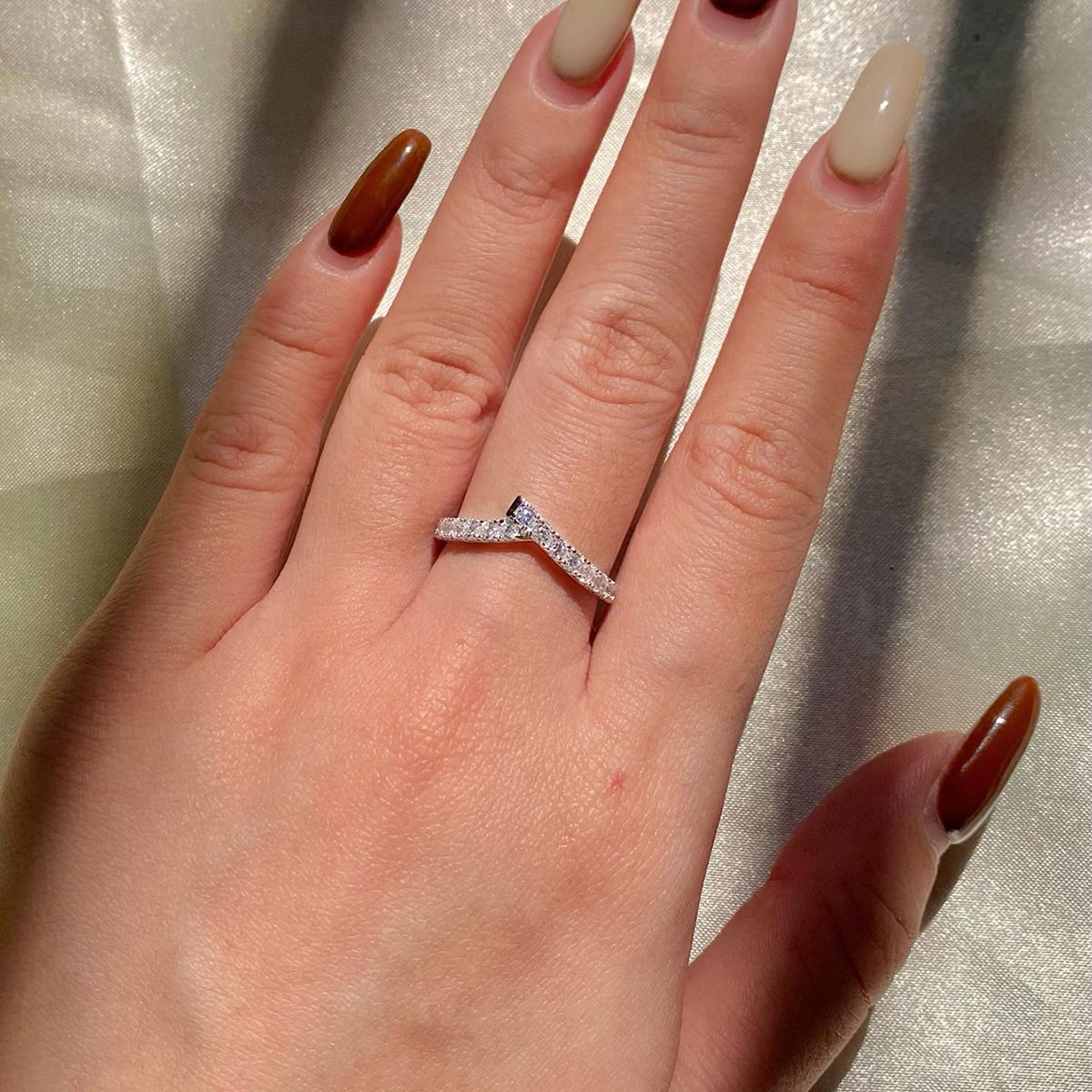 Esberry Small zircon asymmetrical cross-row ring Original 925 Sterling Silver Engagement Ring