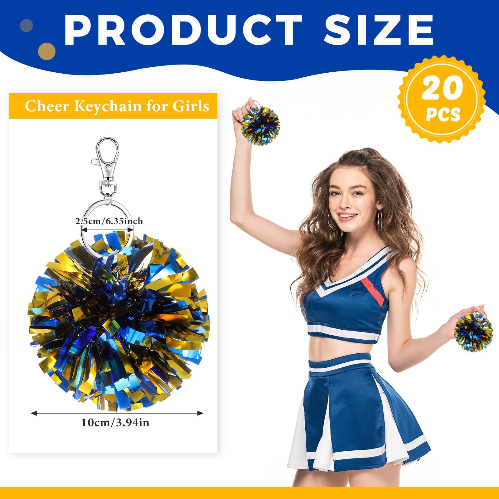 20 Pcs Cheer Pom Pom Keychains Cheerleading Graduation Gift Pendant Charm Foil with Keychain Hooks for Students Class Friends School Cheerlead Team Gift Backpack Accessories Decoration 20 Pcs Cheer Pom Pom Keychains Cheerleading Graduation Gift Pendant Charm Foil with Keychain Hooks for Students Class Friends School Cheerlead Team Gift Backpack Accessories Decoration