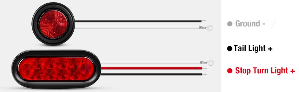 Nilight 2PCS Steel Trailer Light Boxes Housing Kit w/6Inch Oval Red LED Tail Lights 2 Inch Round Side Marker w/Grommet Plugs Wire connectors Lighting Modes Adjustable reverse