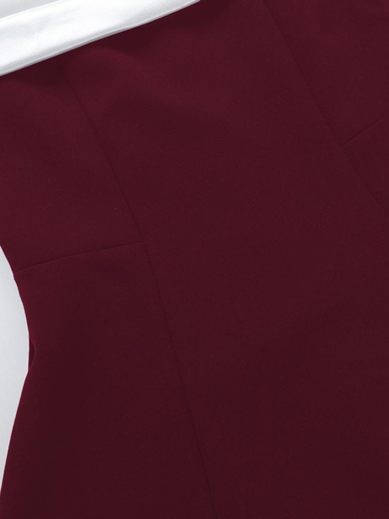 One Shoulder Colorblock Party Dress, Backless Slim-Fitting Short Dress, Elegant Christmas & Holiday Wear, Fall & Winter Fashion Womenswear