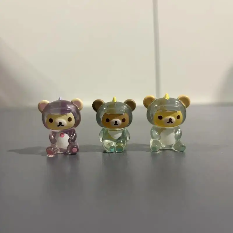 Rilakkuma Cross-Dressing Dinosaur Pvc Material Q Version Transparent Figurine Desktop Decoration Car Decorative Toy Pendant