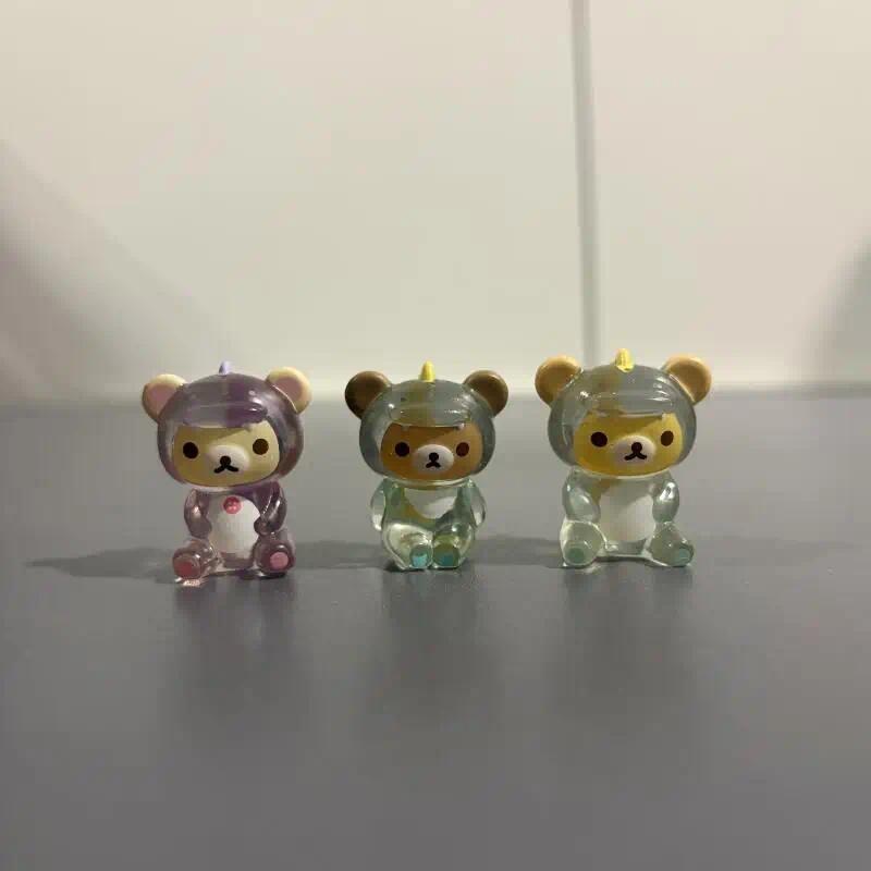 Rilakkuma Cross-Dressing Dinosaur Q-Version Transparent PVC Collectible Figurine, Desktop Decoration, Car Toy Pendant, Collectibles