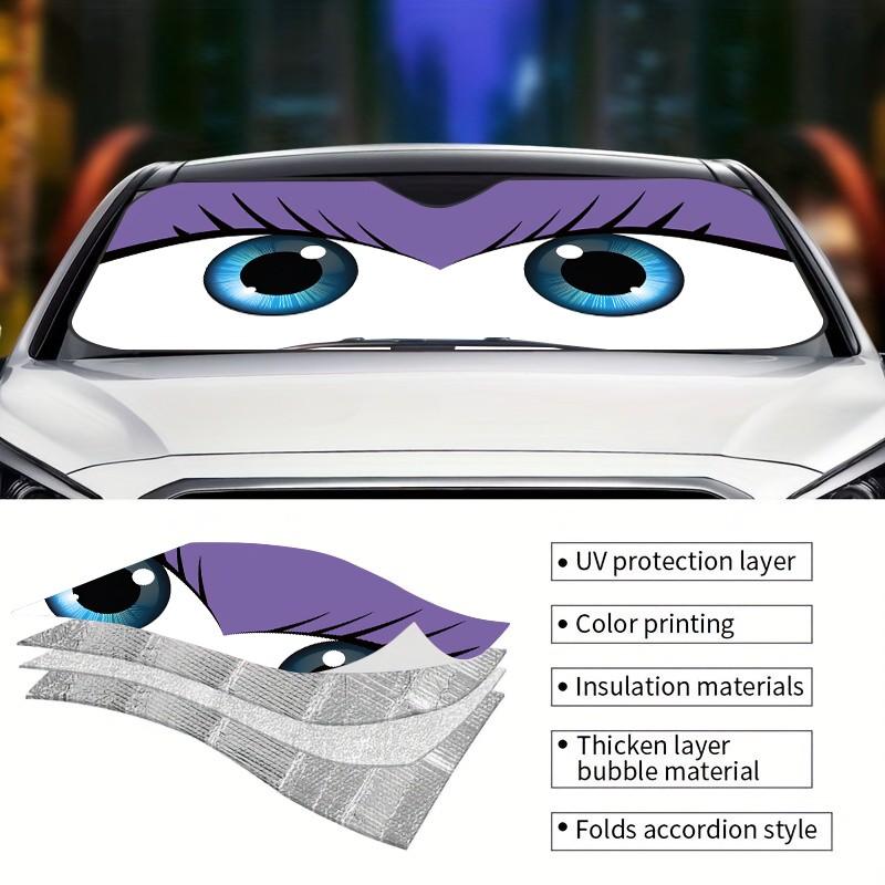 Creative Cartoon Eyes Car Sunshade, UV Protection, Foldable, Polyester, Fits RV and Suv, Front Windshield Protector, All Seasons