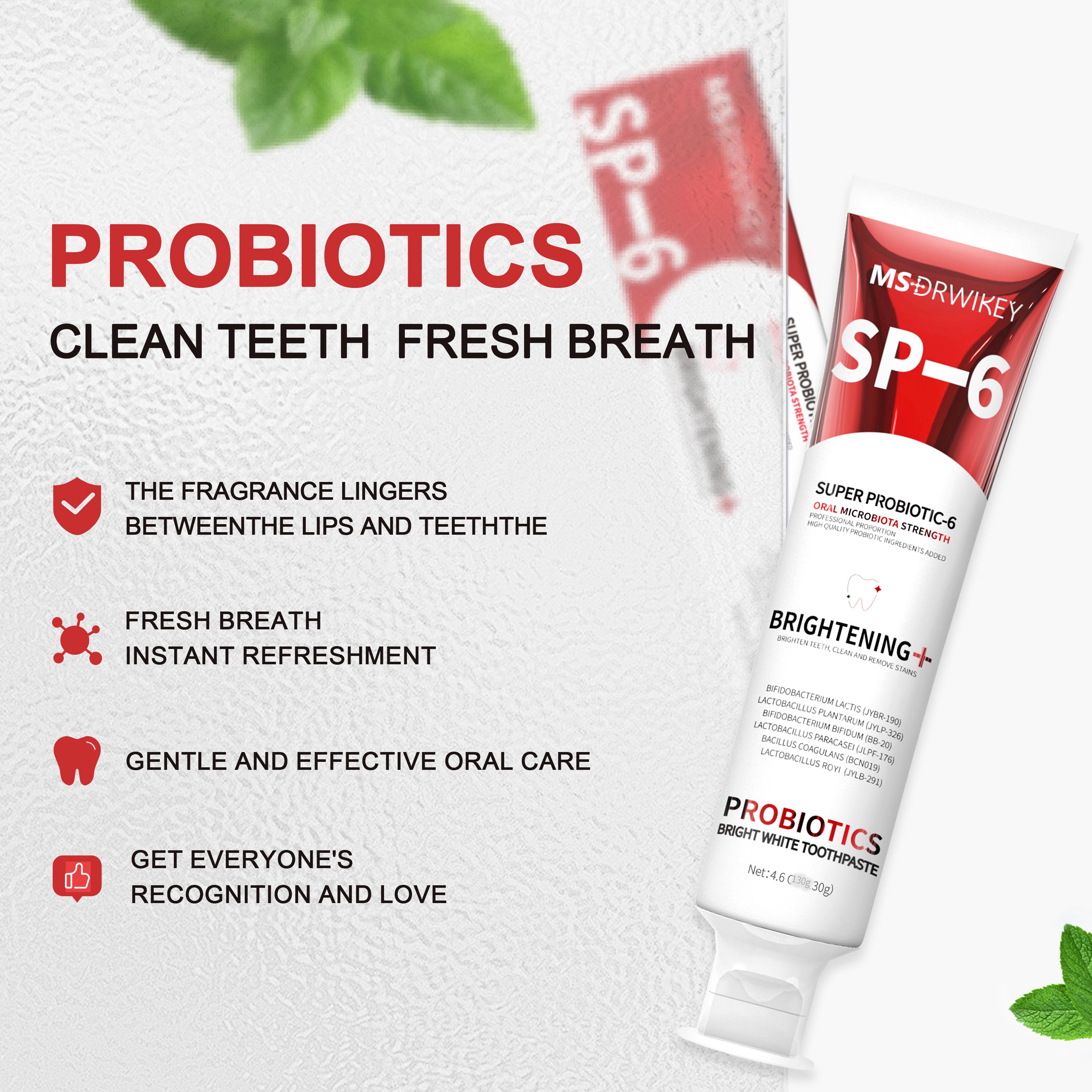 MSDRWIKEY SP-6 Probiotic Whitening Fresh Breath Toothpaste Set - 130g x 3 | Oral Care, Long-Lasting Freshness,Gift Ideas