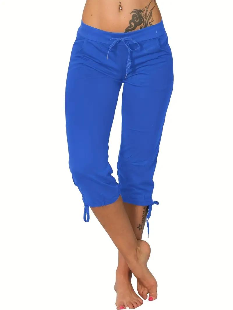 Pack of 2 women’s lightweight capris with drawstring waist — casual long pants, comfortable and stylish, suitable for spring and summer