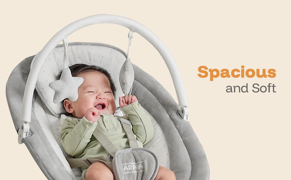 HARPPA Weddell Lite | Compact Electric Baby Swing with Music Speaker, Newborn Bouncer & Rocking Chair, Foldable Bassinet for Baby with Harness, 5 Adjustable Speeds