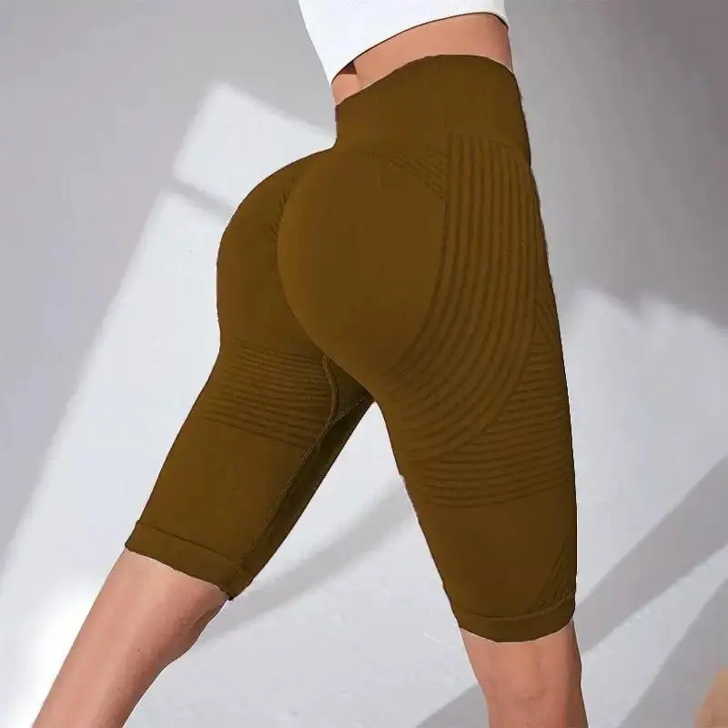 Europe and the United States hot-selling seamless hip-lifting fitness pants belly tight high-waisted peach hip yoga shorts