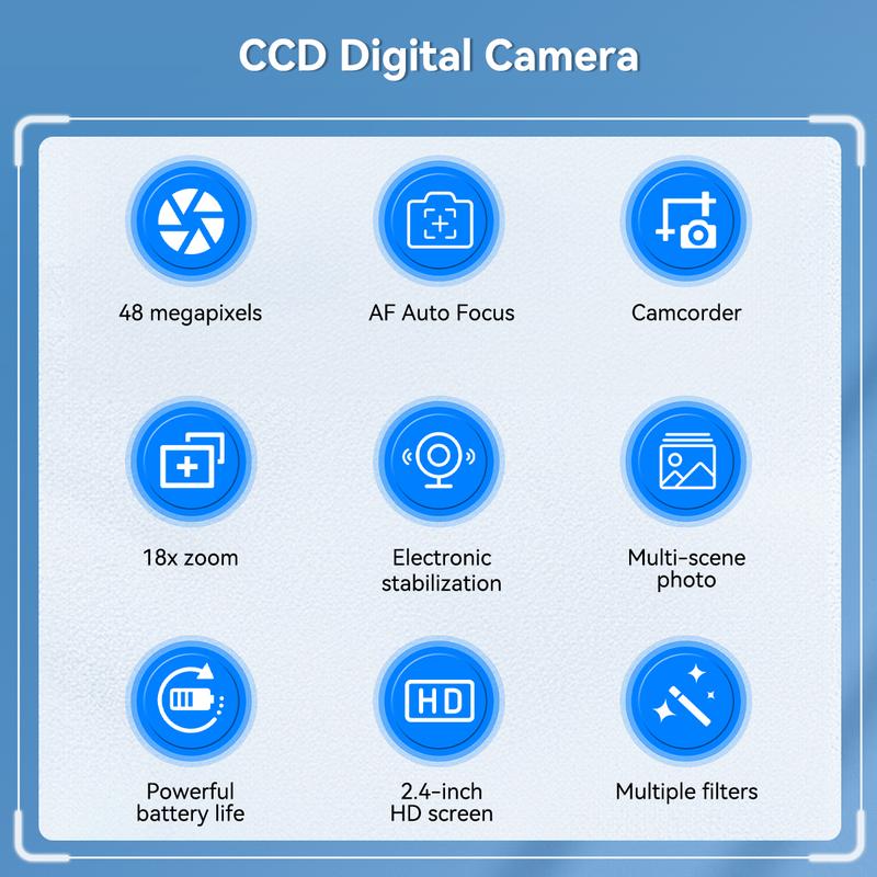 【Valentine's Day gift】Dual-Screen 4K Digital Camera 64MP, 18X Zoom, Retro Filters, One-Click Switch, 32GB SD Card, 1000mAh Battery, Rechargeable Selfie & Vlogging Camera for Teens & Kids  NewYear Christmas Gifts