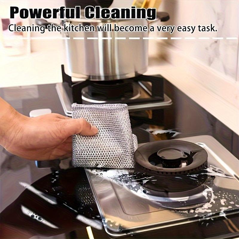50 Pieces Modern Stainless Steel Kitchen Scrubbers - Scratch-Resistant, Reusable Knitted Cloths for Wet & Dry Dish, Pot and Pan Cleaning - Anti-Pilling Home Care Sponges & Scouring Pads